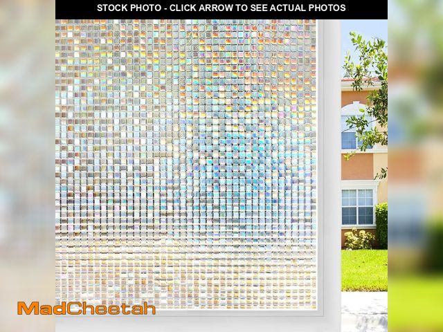Lot 74-14052112 - rabbitgoo Window Privacy Film Stained Glass Window Film, Mosaic Rainbow Decorative Glass Cling, Remo...