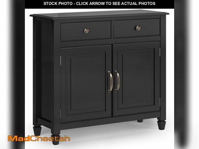Lot 74-13638194 - SIMPLIHOME Connaught SOLID WOOD 40 inch Wide Traditional Entryway Storage Cabinet in Black for the L...