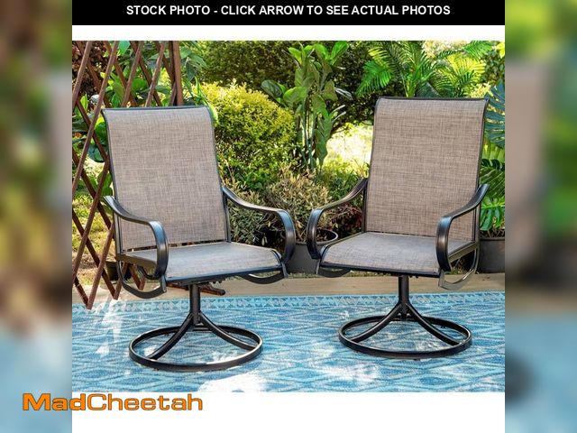 Lot 74-12819299 - PHI VILLA Black Swivel Textilene Metal Patio Outdoor Dining Chair (2-Pack) - UNUSED