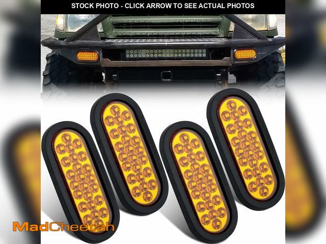 Lot 74-14151450 - Partswcgg 4Pcs 6" Inch Oval Led Strobe Lights Amber 24 LED Recessed Oval Stobe Flash Truck Towing Tr...