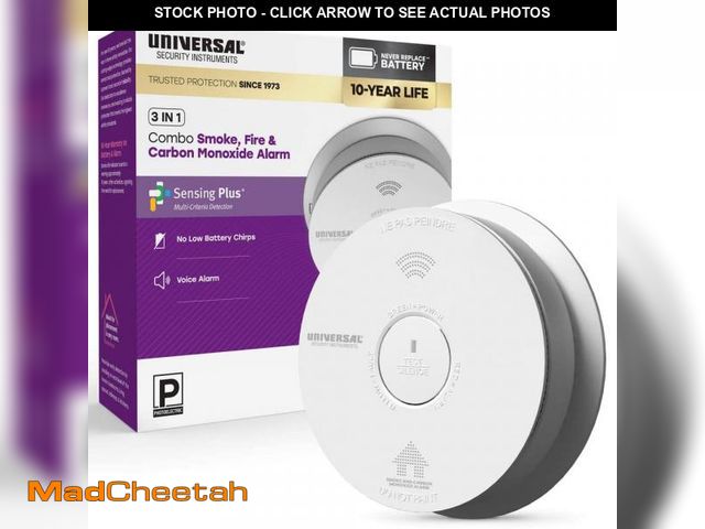 Lot 74-12496434 - Universal Security Instruments 10-Year Battery Combination Smoke and Carbon Monoxide Detector with V...