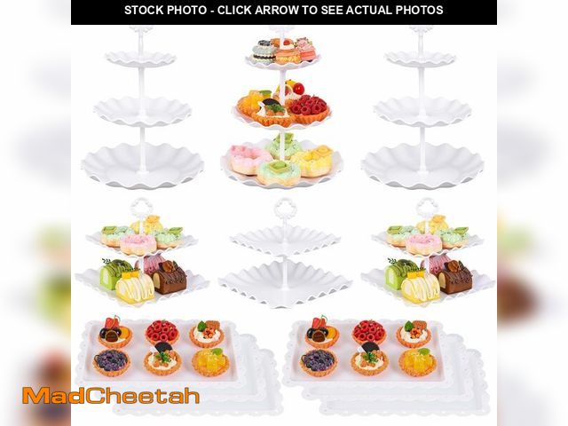 Lot 74-13950955 - Jaevorite 12-Pack Dessert Table Display Set, 6 Cupcake Stands and 6 Dessert Trays, Plastic Dessert D...