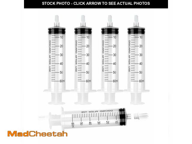 Lot 74-13539651 - 60ml Luer Lock Syringe without Needle - 60cc Plastic Syringes, Sterile, Individually Sealed, Pack of...