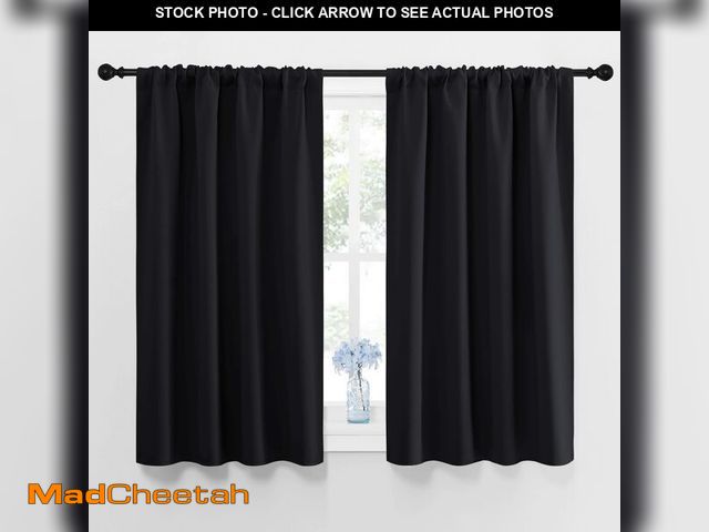 Lot 74-12440129 - NICETOWN Halloween Black Blackout Curtains and Drapes 48 inches Long, Privacy RV Draperies for Small...