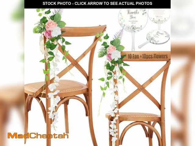 Lot 74-12972419 - Garisey Set of 10 Chair Back Flowers for Wedding Decorations Ã¢â¬â Elegant Rose Chair Flowers wit...
