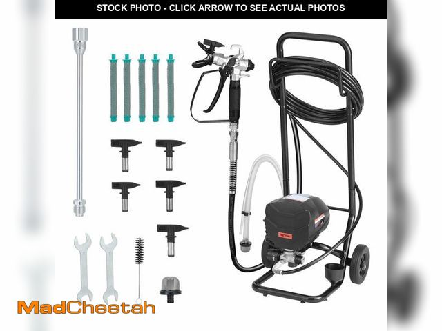 Lot 74-13803661 - VEVOR Stand Airless Paint Sprayer, 650W, 3000PSI High Pressure Airless Sprayer with Cart, Cleaning B...