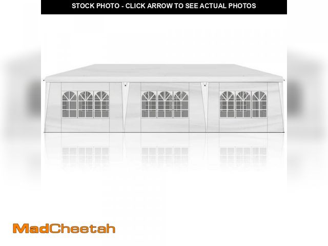 Lot 74-12172868 - Karl home All Sidewalls 30 ft. x 10 ft. White Straight Leg Pop-up Canopy with Sandbags and Roller St...