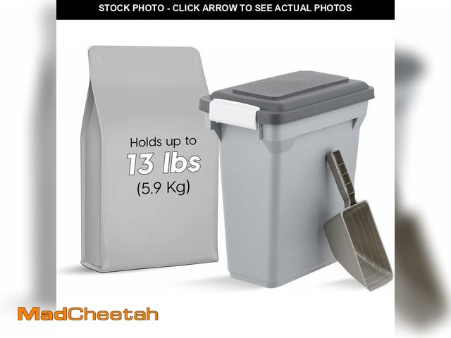 Lot 74-12366075 - IRIS USA Dog Food Storage Container, Airtight Lid, 2-Cup Scoop, Up to 13 Pounds Pet Food Storage, Ve...