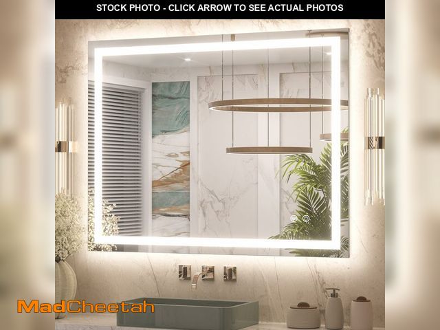 Lot 74-12569825 - Keonjinn 40 x 32 Inch LED Bathroom Mirror with Lights, Bighter Frontlit &amp; Backlit Vanity Mirror ...