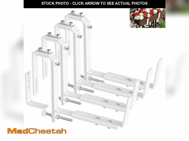 Lot 74-14274389 - Y&amp;M Adjustable Window Box Brackets for Planter Box, Heavy Duty Wall Mounted Hooks Hangers for Fl...