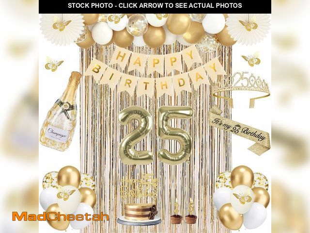 Lot 74-14143954 - 51Pcs 25th Birthday Decorations for Women, Champagne Gold Happy 25 Year Old Gifts for Women, 25 Sash...