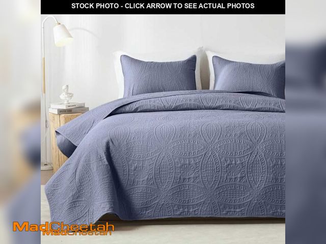 Lot 74-11623687 - akkialla Quilts Queen Size,Bluish Grey Ultrasonic Full/Queen Quilt Set,Lightweight Soft Bedspread Co...