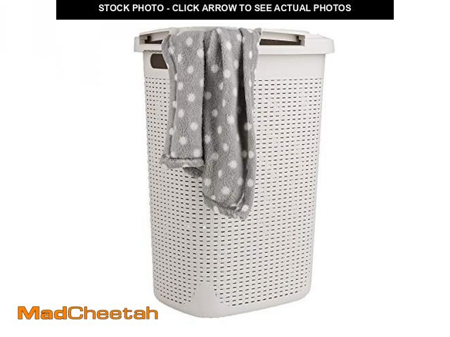 Lot 74-12399202 - (MISSING LID) Mind Reader Slim Laundry Hamper with Lid, 60L Clothes Basket, Premium Wicker Design, P...