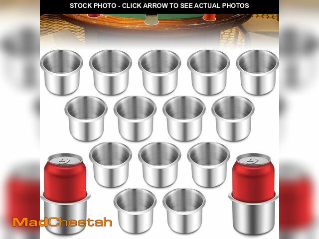 Lot 74-13620862 - 15 Pcs Tessco Table Cup Holder Inserts Stainless Steel Drop in Drink Cup Holder Insert Metal Poker G...