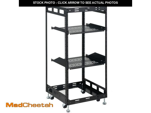 Lot 74-13773654 - (MISSING HARDWARE,WHEELS) Tedgetal 20U Open Frame Rack for Servers &amp; AV Gear - Wall Mountable De...