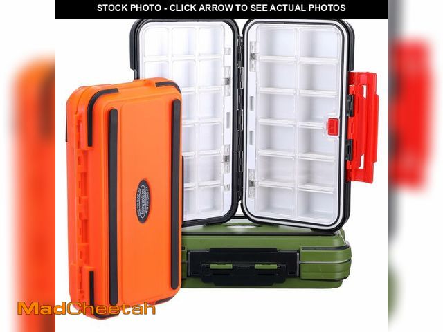 Lot 74-14263676 - 3 Pack Waterproof Fishing Tackle Box, Double-Sided with 19 Adjustable Dividers, Leakproof Bait Stora...
