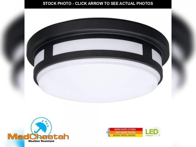 Lot 74-12491952 - Hampton Bay 11 in. Round Black Integrated LED Indoor Outdoor Ceiling Light Flush Mount Adjustable CC...