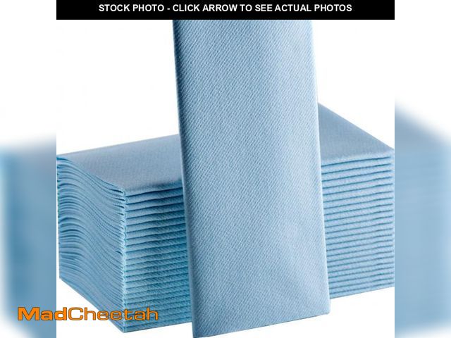 Lot 74-12213304 - Baby Blue Paper Napkins | Linen Feel Guest Disposable Cloth Like Dinner Napkins | Hand Towels | Soft...