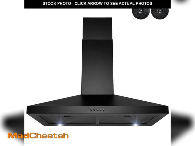 Lot 74-13823131 - Golden Vantage 30 in. 217 CFM Convertible Black Painted Stainless Steel Wall Mount Range Hood with L...