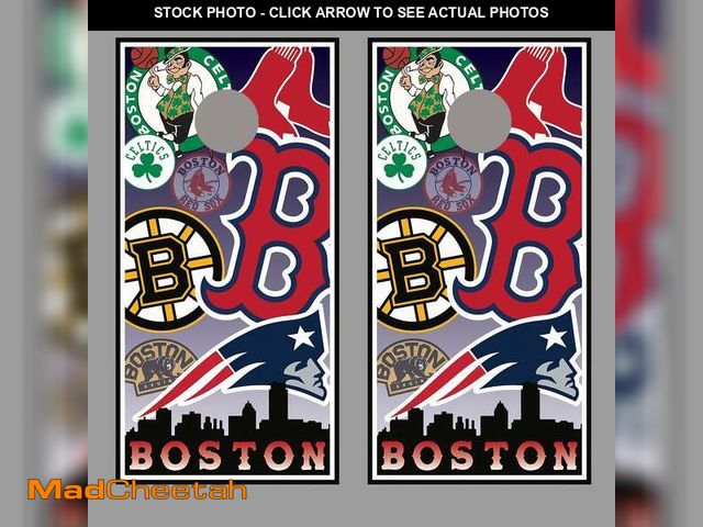 Lot 74-14608111 - Boston Team Design Corn Hole Board Decal Wrap - UNUSED