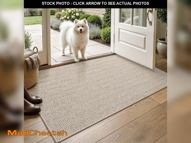 Lot 74-14324532 - FRABE Non Slip Door Mat Low Profile Entryway Rug with Herringbone Design, Pet Friendly Washable Door...