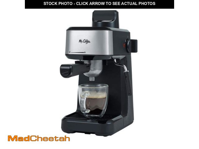 Lot 74-13692300 - Mr. Coffee 4-Cup Stainless Steel Espresso Machine with Frothing Pitcher - UNUSED