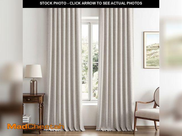 Lot 74-14211361 - MIULEE 100% Blackout Linen Curtains for Bedroom, Ivory Solid Luxury Decor Thermal Insulation Room Da...