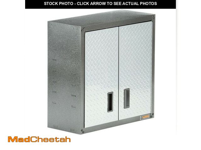 Lot 74-12994474 - Steel 1-Shelf Wall Mounted Garage Cabinet in Silver Tread (28 in W x 28 in H x 12 in D) - UNUSED