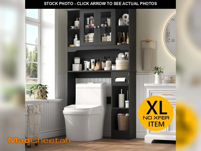 Lot 74-12782892 - Homfa Over The Toilet Storage Cabinet with Toilet Paper Holder Stand, Above Toilet Organizer with Gl...