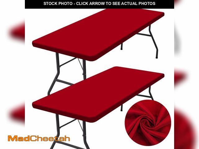 Lot 74-14209636 - homing 2 Pack Rectangle Table Cloth, Elastic Fitted Fabric Tablecloth Fits for 6 Foot Folding Tables...