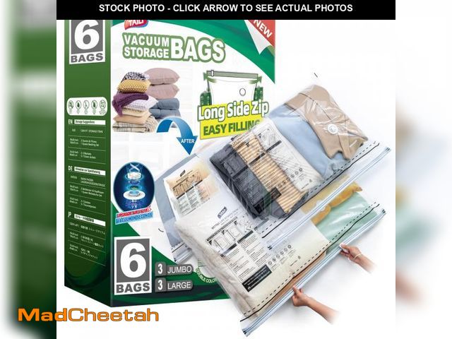 Lot 74-12313633 - TAILI 6 Pack Vacuum Storage Bags, LONG SIDE ZIP (3 Large+3 Jumbo), Multi-Size Vacuum Seal Bags for C...