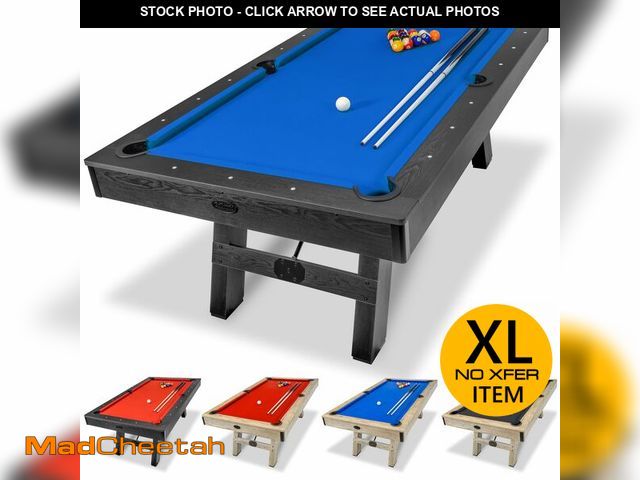 Lot 74-13579363 - GoSports 7 ft Pool Table with Wood Finish - Modern Billiards Table with 2 Cue Sticks, Balls, Rack, F...