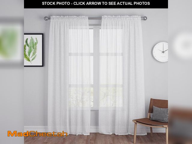 Lot 74-14340925 - UPOPO White Sheer Curtains 92 inches Long Living Room Kitchen Dining Sliding Glass Door Curtain Shee...