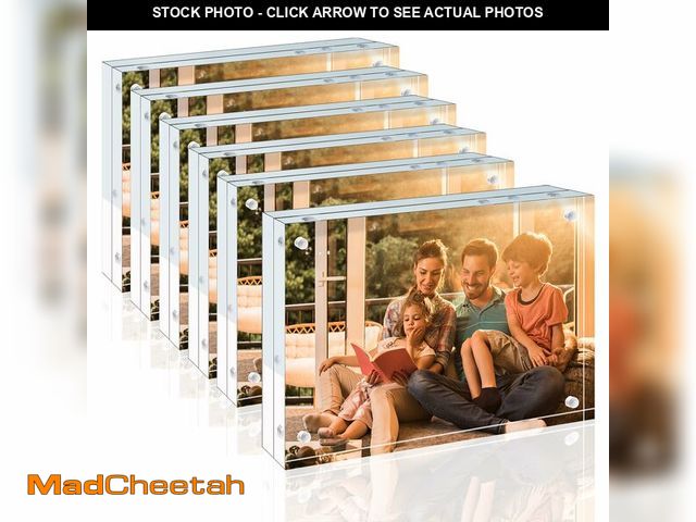 Lot 74-13624276 - Egofine 4x6 Acrylic Frames 6 Pack, 20mm Thicker Frameless Clear Picture Frames, Double Sided Magneti...