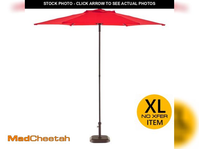 Lot 74-12585006 - StyleWell 7.5 ft. Steel Market Outdoor Patio Umbrella in Ruby Red - UNUSED