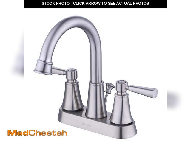 Lot 74-12552866 - Glacier Bay Melina 4 in. Centerset Double Handle High-Arc Bathroom Faucet in Brushed Nickel - UNUSED