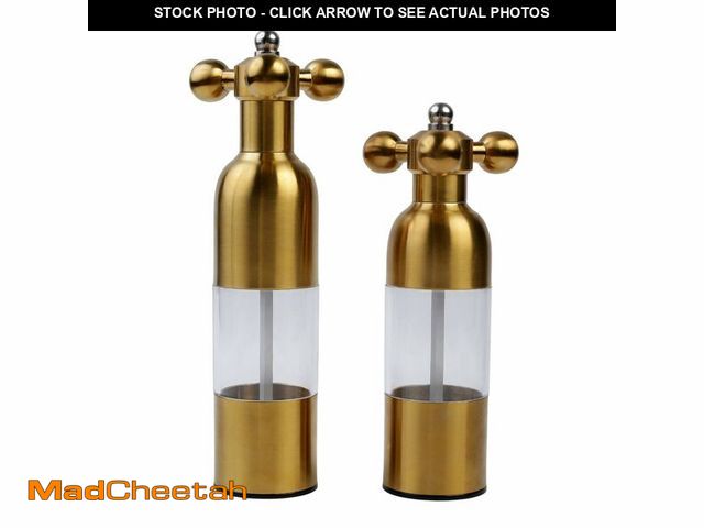 Lot 74-12431388 - (Gold,2PCS) Salt, Pepper Modern Manual Grinder Set with Solid Handle - Stainless Steel Juego de Moli...