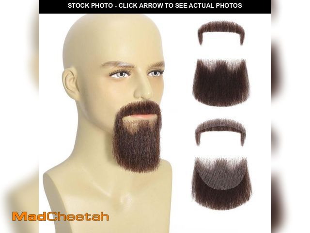 Lot 74-12311380 - Parceria Fake Mustache Realistic Beard, Human Hair Full Hand Tied Lace Invisible Facial Hair, Natura...