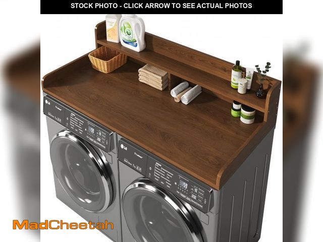 Lot 74-12540203 - BigPonPon 2-Tier Washer and Dryer Countertop with 2.75" H Guard,54" W x 27.5" D Laundry Countertop C...