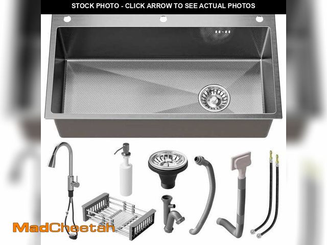 Lot 74-14343014 - QATSPACE DESIGNS INC 28 in. Drop-in/Undermount Single Bowl 16-Gauge Silver Stainless Steel Kitchen S...