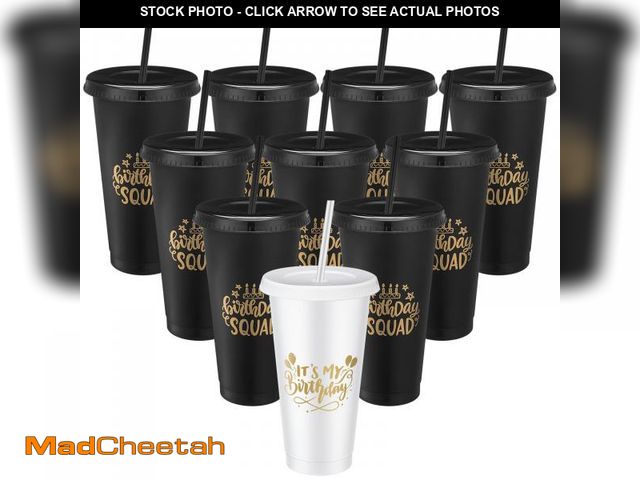Lot 74-12308442 - Jingmore Birthday Party Tumblers 24 oz Squad Plastic Tumblers with Lid and Straw for 20th 30th 40th ...