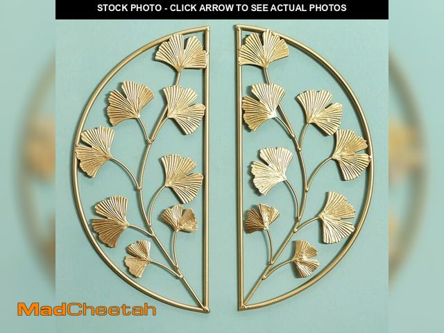 Lot 74-12498531 - BOTAOYIYI 16 inch Set of 2 Gold Metal Wall Decor, Hanging Wall Decor, Home Ginkgo Accent Modern Art ...
