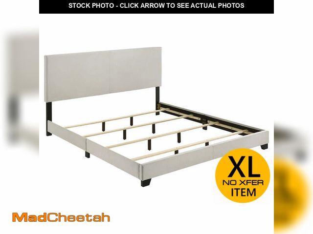 Lot 74-12723342 - Coaster Dorian Transitional Fabric Upholstered Eastern King Panel Bed in Cream - UNUSED