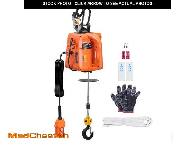 Lot 74-12907159 - VEVOR 3-in-1 Electric Hoist Winch, 1100 lbs. Capacity, 1500W Portable Power Winch, 30 ft. Lifting He...