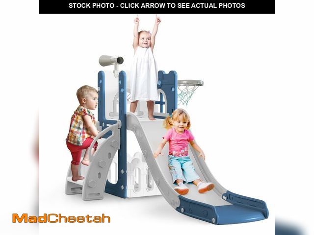 Lot 74-12567795 - LulliSpace 6 in 1 Toddler Slide,Kids Playset for Toddlers Indoor Outdoor, Baby Slide with Basketball...