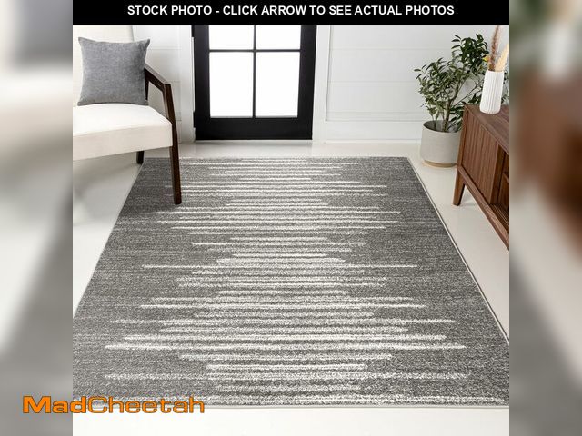 Lot 74-12760236 - JONATHAN Y Aya Berber Stripe Geometric Gray/Cream Indoor Area Rug, 4x6, Contemporary, Modern, Easy-C...
