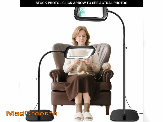 Lot 74-14263723 - 30X 10X Extra Large Floor Magnifying Glass with Light and Stand,60 LED Flexible Gooseneck Floor Magn...