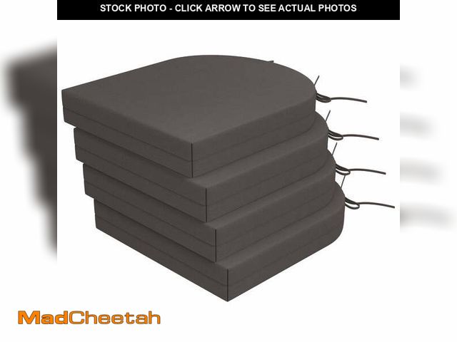Lot 74-13816264 - Unikome 4-Piece Solid Waterproof Outdoor Patio Seat Cushion 17-Inch x 16-Inch Rounded Square, Dark G...