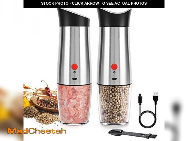 Lot 74-9719662 - Electric Salt and Pepper Grinder Mill Rechargeable: - USB Automatic Gravity Peppermills Set, Adjusta...