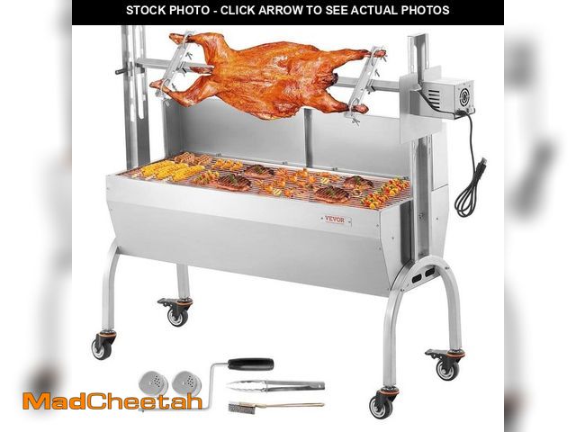 Lot 74-12921444 - VEVOR Stainless Steel Rotisserie Grill 46 in. BBQ Hog Rotisserie Roaster with Windscreen Electric La...